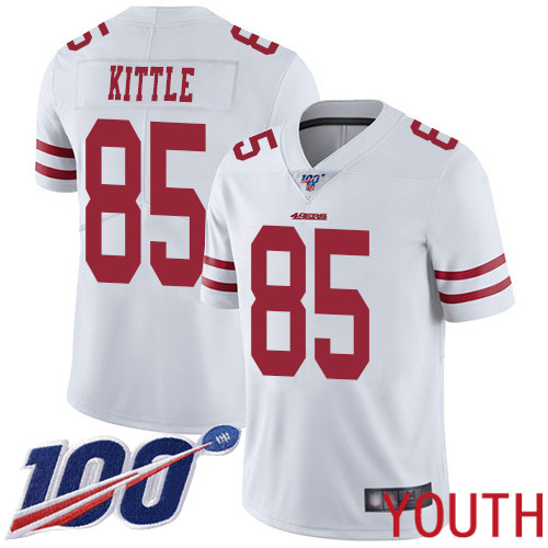 San Francisco 49ers Limited White Youth George Kittle Road NFL Jersey #85 100th Season Vapor Untouchable